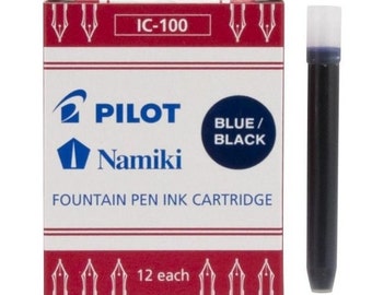 Black-Blue Pilot Fountain Pen Ink Cartridge, Namiki Fountain Pen Ink Cartridge; 12 Pack Dark Blue Pilot Ink Refill, Namiki Ink Refill