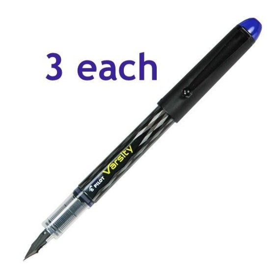 Pilot Disposable Fountain Pen, Pilot Varsity Black Fountain Pen, Pack of 3