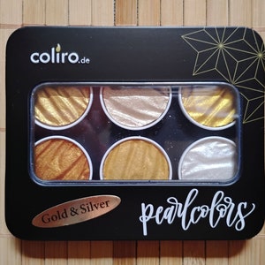6 Pearlcolor Metallic Watercolor Paint Set Tibet Gold Gold Pearl 6-pearlcolor-metallic-watercolor-paint-set-tibet-gold-gold-pearl