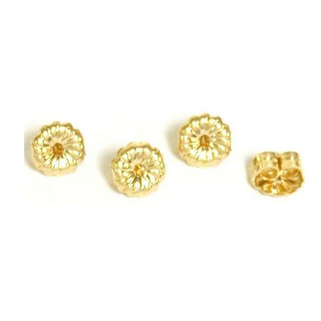 14K Yellow Gold Tension Earring Backs Ear Post Nuts, 4 Pieces Earring Wire Stopper Earring