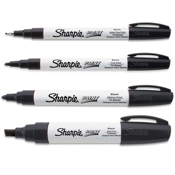 Marqueurs de peinture noire Sharpie Fine Point typographique ; Chacun de  Extra fin, fin, moyen et gras Point, pointe ; Feutre peinture feutres,  stylos