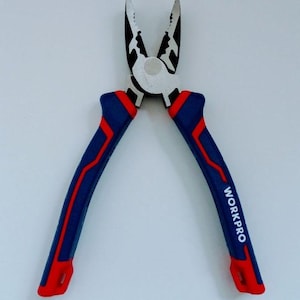 8-Zoll-Hochleistungs-Linesman-Kombinations-Klemmzange mit Seitenschneidern, rutschfestem Komfortgriff, gehärtetem CRV-Stahl, Workpro W031273