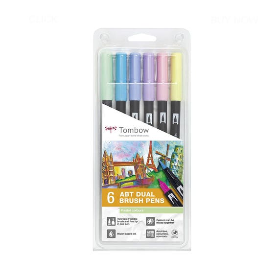 Pastels Dual Brush & Fine Pen Markers Set 6P-2 Tombow Dual -  Israel