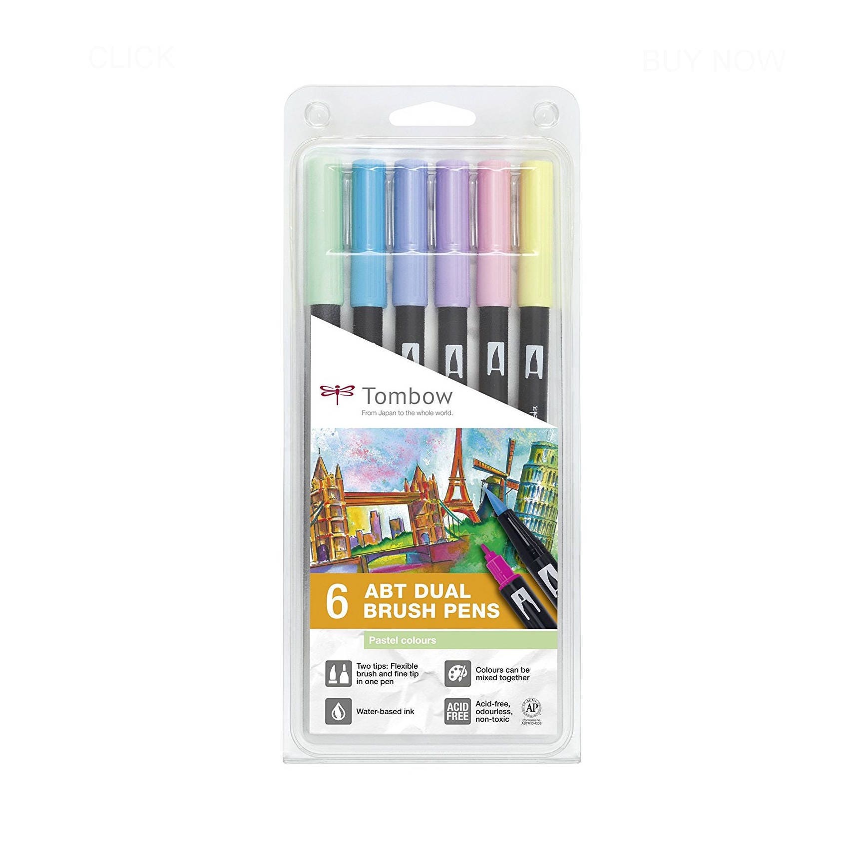 Tombow Pastel Colours ABT Dual Brush Pens Bundle Pack of 6 or 12 Pastel Brush  Pens Pastel Stationery Pastel Calligraphy Pens 