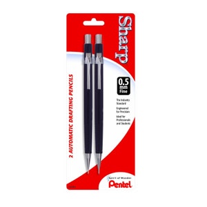 2 Pack; 0.5mm Pentel Sharp Mechanical Pencils; Pentel Sharp Automatic Drafting Pencil, Pentel Mechanical Drawing Pencil
