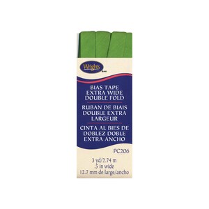 Nastro sbieco extra largo a doppia piega Kiwi, 12,7 mm x 2,7 metri. Per rifinire bordi dritti o curvi, accento di colore su capi di abbigliamento.