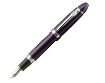 Classic Heavy Purple  Fountain Pen, Medium Nib Silver Trim Fountain Pen, Excellent Ink Pen for Writing, Calligraphy, Drawing, Inking