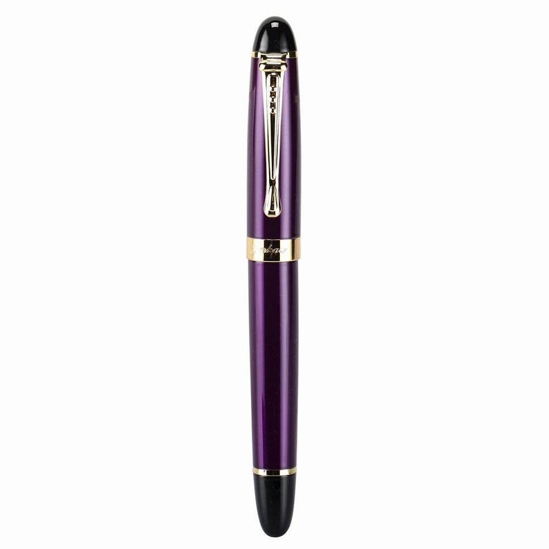 Purple Gold Fountain Pen, 18K Gold Nib Fountain, Ink Pen Penne Stilografiche Füller Stylo à Plume 万年筆 Перьевая ручка, Fyllepenn image 4