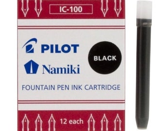 Pilot Fountain Pen Ink Cartridge, Namiki Fountain Pen Ink Cartridge; 12 Pack Black Pilot Ink Refill, Namiki Ink Refill