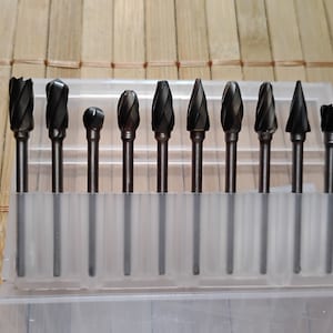 10 x 1/8 inch Carbide Burr Set Rotary Grinder Drill Dremel Bits; Soft Metal, Wood, Plastic