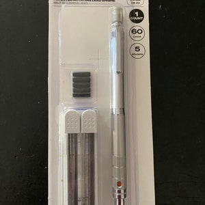 0.5mm Tip HB #2 Uniball Kuru Toga Elite Mechanical Pencil Starter Kit; Silver Barrel, 60 Lead Refills, 5 Pencil Eraser Refills