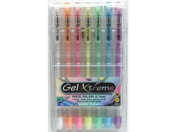 7 Pastel Gel Pens, 0.7 Mm Medium Tip, Point Yasutomo, Japanese Stationary  Gel Pens That Actually WORK on Black Paper 