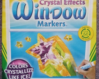 8 marqueurs de fenêtre lavables Crayola ; Marqueurs Crayola pour miroir et fenêtre orange, jaune, vert, bleu, violet, rouge, blanc, rose