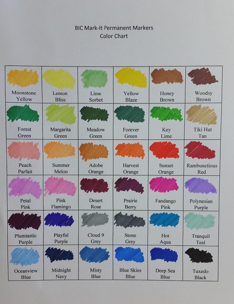 36 BIC Marking Permanent Markers Fashion Colors Fine Point - Etsy UK