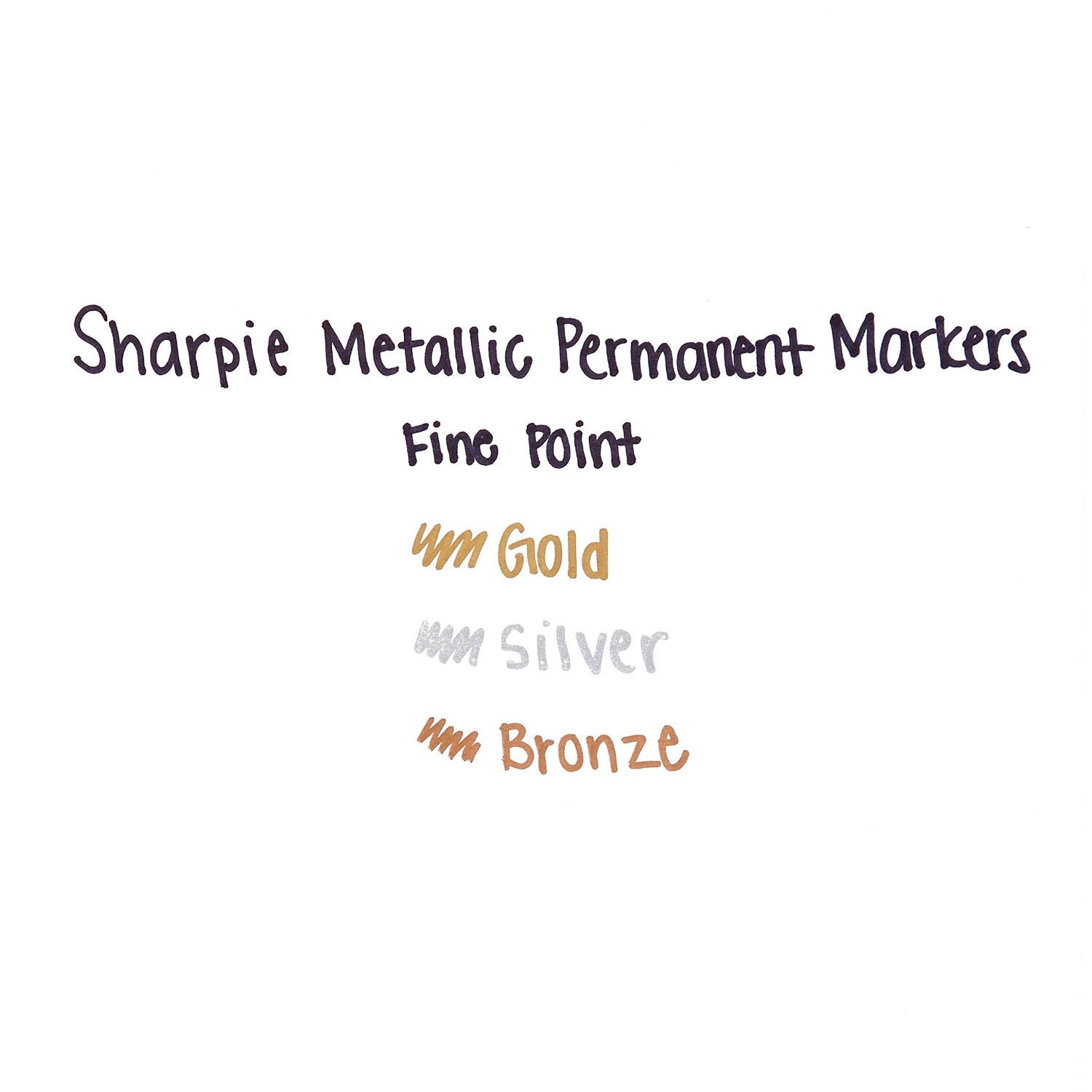 Marqueurs de couleurs métalliques Sharpie, bronze, argent et or, pointe  fine, emb. de 3