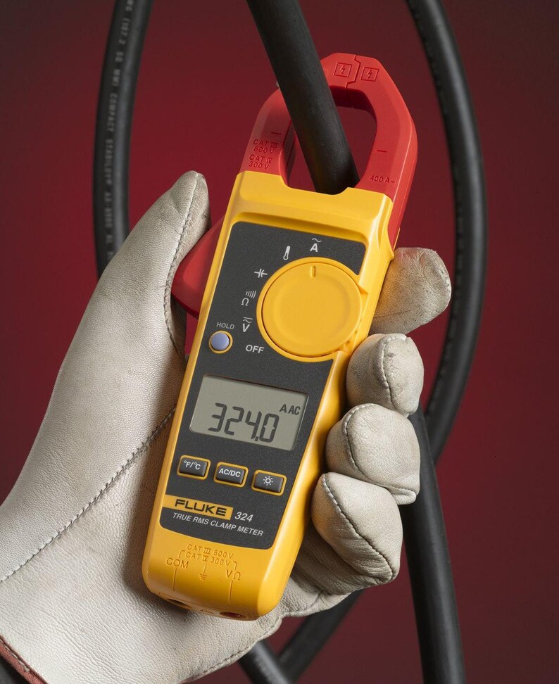 Fluke 324 True-RMS Clamp Meter w/ Temperature, Capacitance, Backlit Display, 400A, 600V, 4000Ohms, 4152637