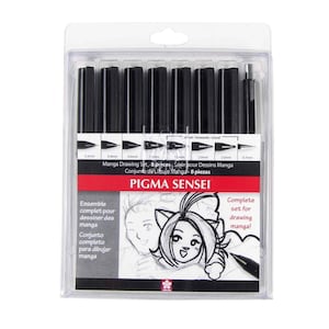 Sakura Manga Comic Pro Pen Marker Set, Pigma Sensei, Pigma Micron Ink; Sakura 8 Pens, Markers; Anime, Manga, Art, Drawing