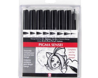 SAKURA Pigma Micron Manga Comic Pro Fineliner Pens - Archival Black Ink  Pens - Assorted Point Sizes - 6 Pack