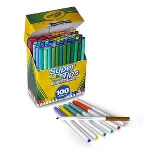 100 Washable Markers, Crayola Super Tips; Will not Bleed Through Paper, Safe Drawing Book Coloring Bible Study Journaling Scrapbooking