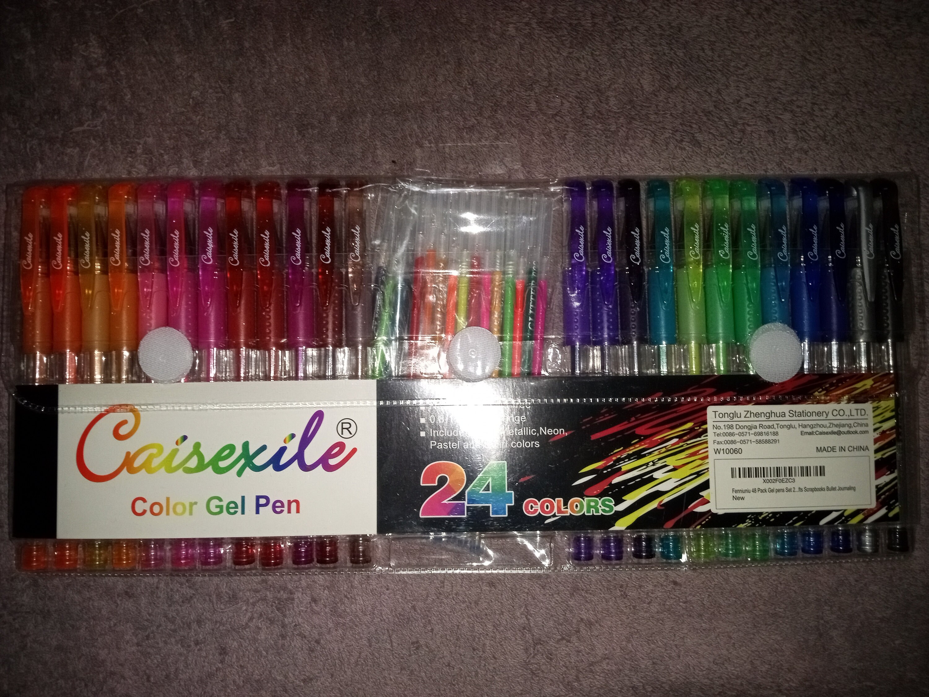 24 penne gel glitterate da colorare più 24 ricariche di