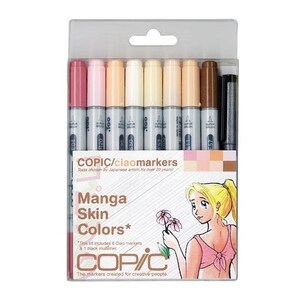 Pennarelli per colori della pelle Copic Manga; Copic Ciao Manga Set di 9 penne