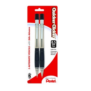 2 Pack; 05mm Pentel Quicker Clicker Mechanical Pencils; Pentel Quicker Clicker Automatic Drafting Pencil, Pentel Mechanical Drawing Pencil