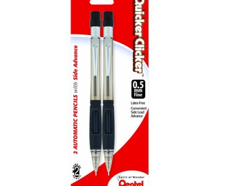 2 Pack; 05mm Pentel Quicker Clicker Mechanical Pencils; Pentel Quicker Clicker Automatic Drafting Pencil, Pentel Mechanical Drawing Pencil