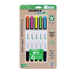 ZebraEco Zebrite Bible Study Highlighter Pens, 5 Colors, Bible Journaling; Japanese; Kawaii Zebra Highlighters Mildliner, Marker, Pens