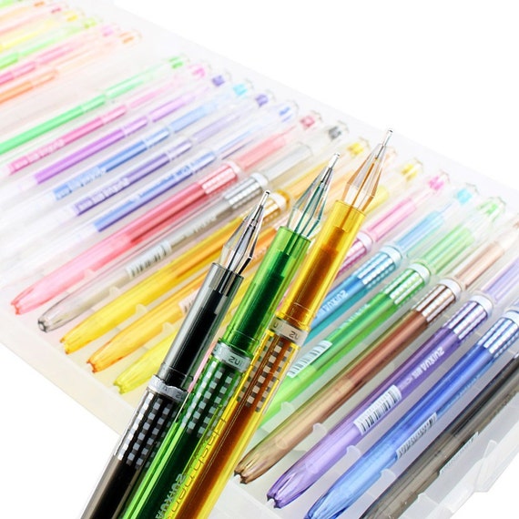 24 Coloring Gel Pens Adult Coloring Books, Drawing, Bible Study, Planner,  Scrapbooking Kawaii Cute Gel Pens 12 Neon and 12 Glitter 