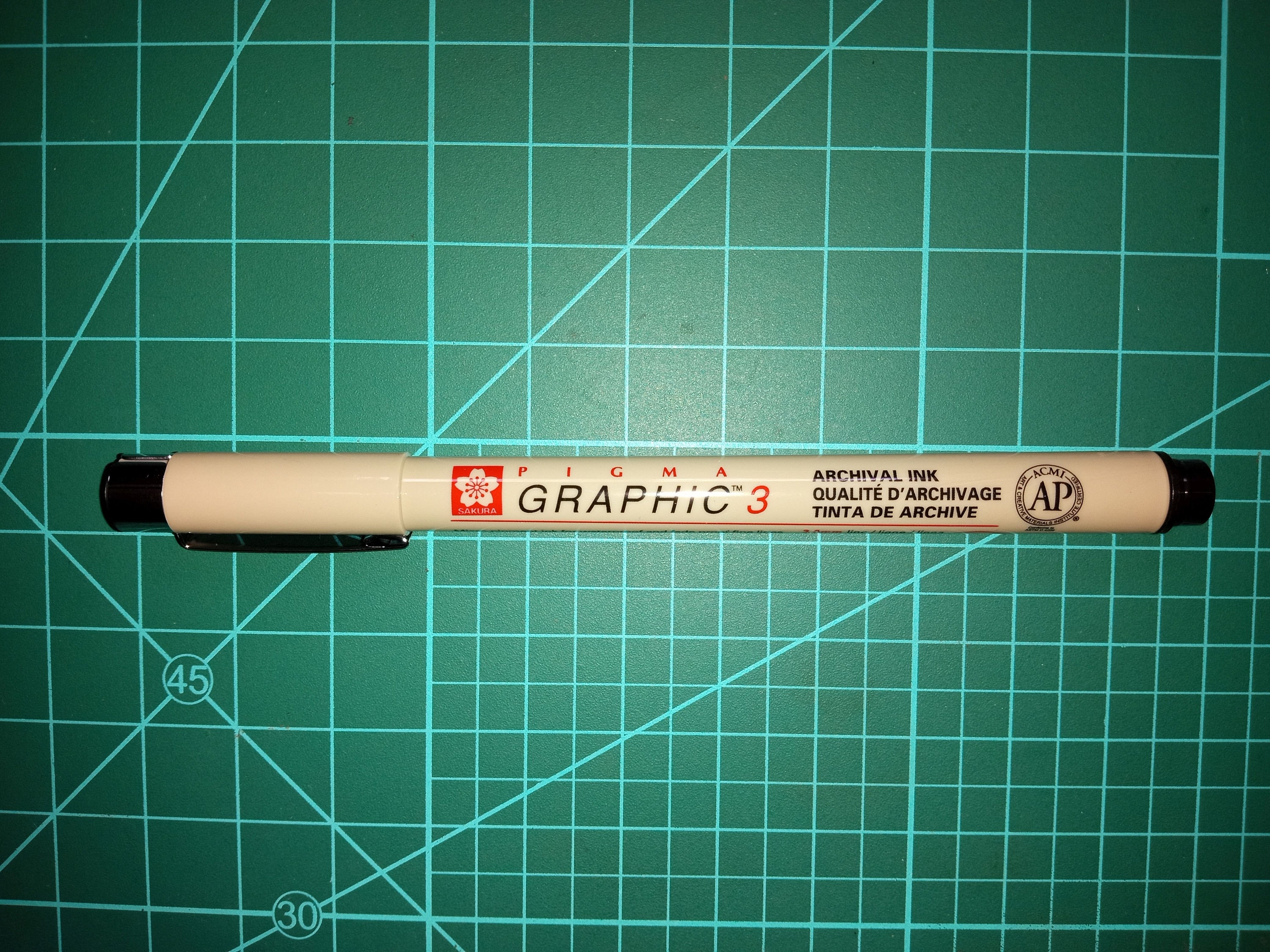 Sakura Pigma Micron Graphic Pen #3 Ink Pen, 3-mm Chisel Tip, Black