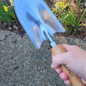 11&quot; Heavy Duty Garden Hand Trowel, Polished Stainless Steel Garden Shovel, Wood Handle Trowel, Digging, Planting, Transplanting more WORKPRO