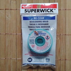 Tresse à dessouder super mèche, pas de nettoyage, MG Chemicals 426-NS n° 4, bleu, 0,1 po. de largeur x 5 pi.