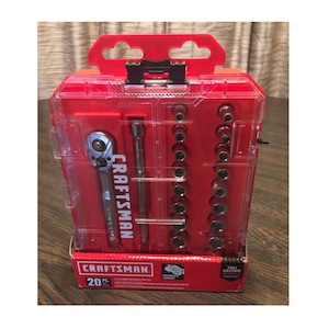 Craftsman 20 x Ratchet Mechanics Tool Set, Standard SAE and Metric, Low Profile, 1/4 Inch Drive, CMMT12108