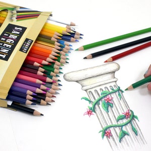 Colored Coloring Pencils, 50 Pack; Adult Coloring Books, Drawing, Bible Study, Journaling, Planner, Diary; Sargent Colored Pencil Artist Set