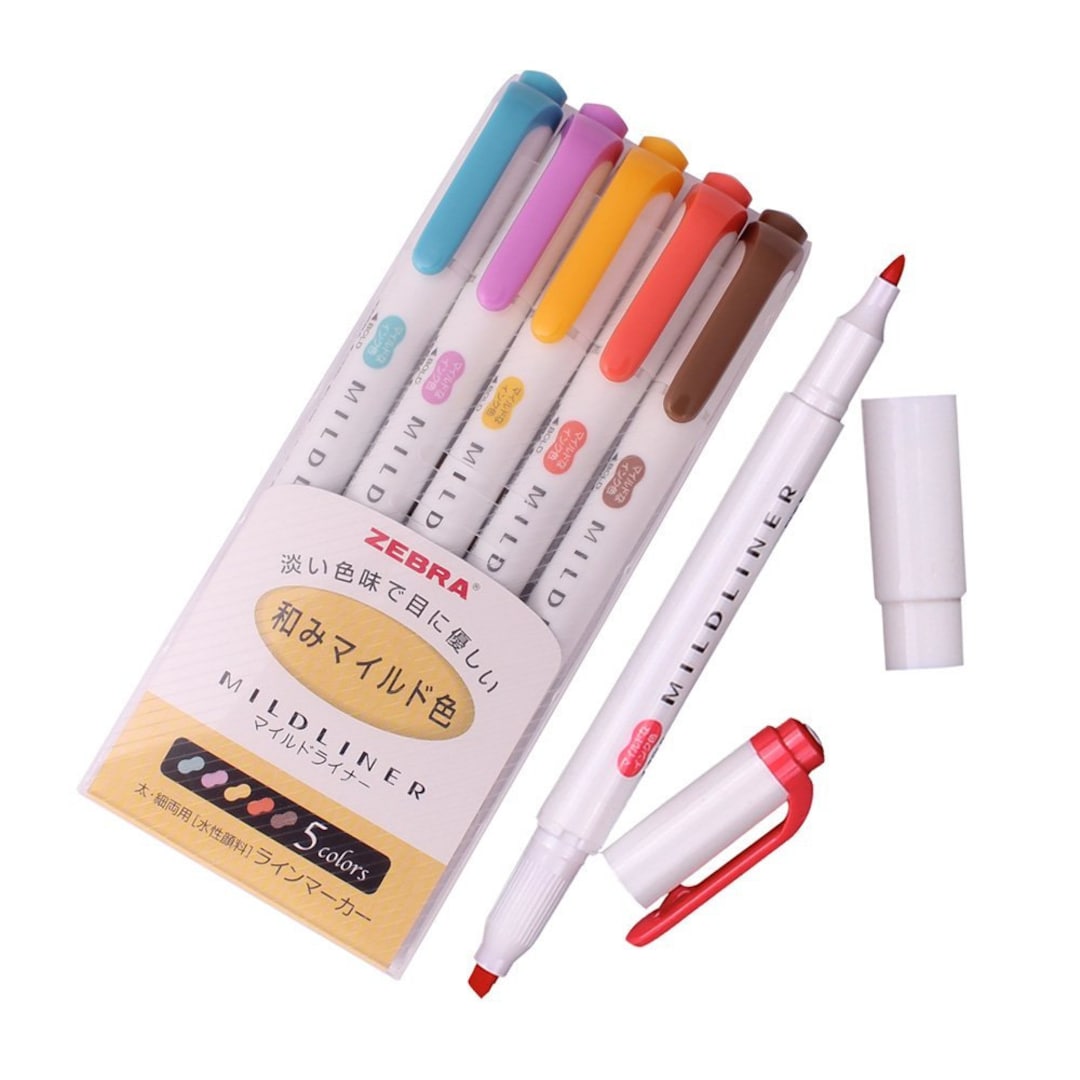 Zebra Kirarich Glitter Highlighters - 5 Color Set - Kawaii Pen Shop - Cutsy  World