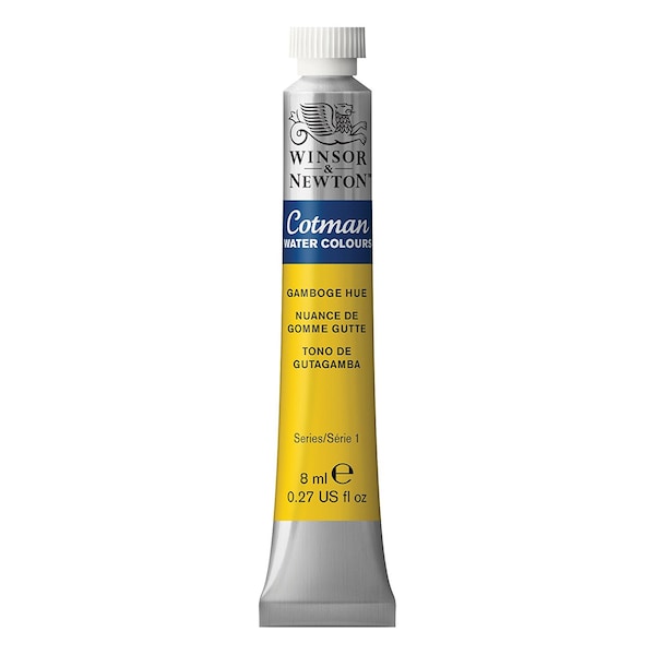 Gamboge Hue Yellow Watercolor Paint, 8ml Paint Tube; Cotman Winsor & Newton Extra Fine Pro Watercolor Paint