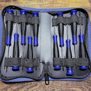 Zestaw precyzyjnych śrubokrętów magnetycznych w 10 rozmiarach z etui; krzyżakowy, płaski, Torx Star; okulary, zegarek, komputer, laptop, telefon; WorkPro