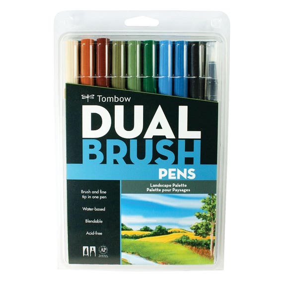 Tombow : Art Dual Brush Pens : Vintage Colors : Set of 6 - Marker & Pen  Sets - Art Sets - Color