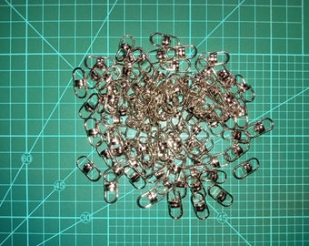 100 Double End Silver Tone Metal Swivel Connectors, Eye to Eye Swivels; Jewelry Making, Accessories, Craft Supplies