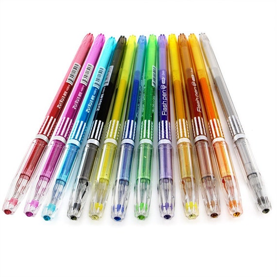 12 Glitter Coloring Gel Pens Adult Coloring Books, Drawing, Bible Study,  Planner, Scrapbooking, Diary, Art Gel Pens 
