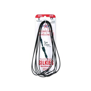 6 Necklace Stretch Cords with Clasp, Diameter 2mm, Length 16 inches, Diameter 2mm. Length 16 inches