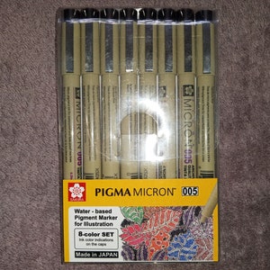 8 Colors Sakura Pigma Micron 005 0.2mm Point Tip; Archival Quality Water Based Pigment Ink; Pens, Markers S1-XSDK0058