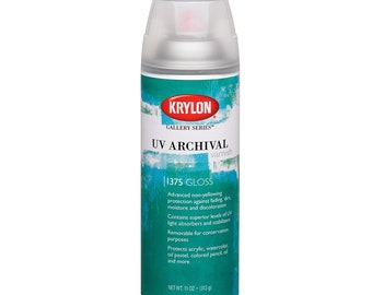 Vernis d'étanchéité transparent brillant pour archives résistant aux UV ; Aérosol Krylon série Gallery, 11 onces