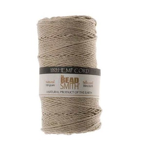 May include: A spool of natural 100% hemp cord, 36 lb, 80 meters, 262 feet, by The Bead Smith. The label reads "100% Hemp Cord, Natural 100 gram, 36lb cord 80m/262ft, A Natural Product of the Earth."