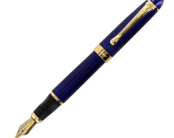 Fountain Pen, 18K Gold Plated Nib, Blue Fountain Pen, Ink Pen for Writing, Calligraphy, Drawing, Inking
