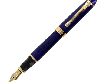 Füllfederhalter Fountain Pen, 18K Gold Plated Nib, Blue Fountain Pen, Ink Pen for Writing, Calligraphy, Drawing, Inking
