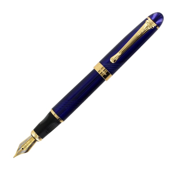 Fountain Pen, 18K Gold Plated Nib, Blue Fountain Pen, Ink Pen for Writing, Calligraphy, Drawing, Inking