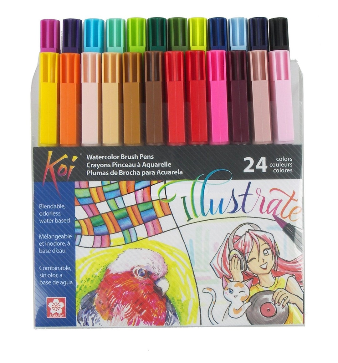 Sakura Koi Brush Pen Set, Color; Sakura 24 Brush Marker Pens; Anime ...