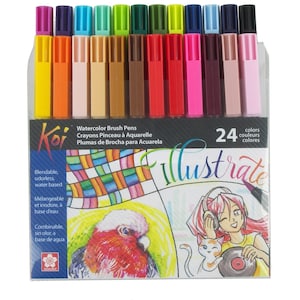 Sakura Koi Brush Pen Set, Color; Sakura 24 Brush Marker Pens; Anime, Manga, Art, Drawing