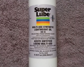 Super Lube Synthetic Extra Lightweight Oil; Food Grade, ISO 46, Translucent Lubricant, 53008 8oz